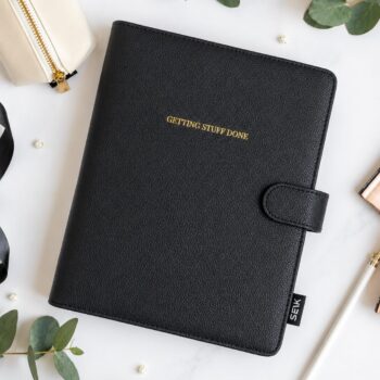 Ring binder from premium faux leather A5 (black)