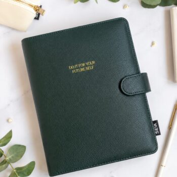 Ring binder from premium faux leather A5 (green)