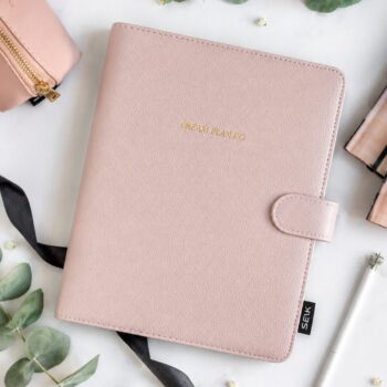 Ring binder from premium faux leather A5 (pink)