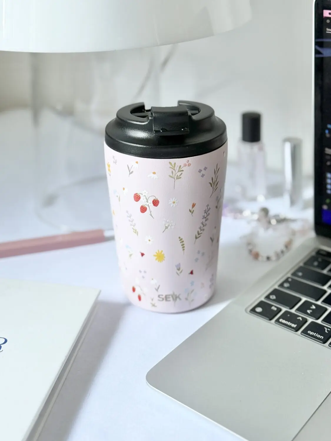 Coffee thermos mug - strawberries (350ml)