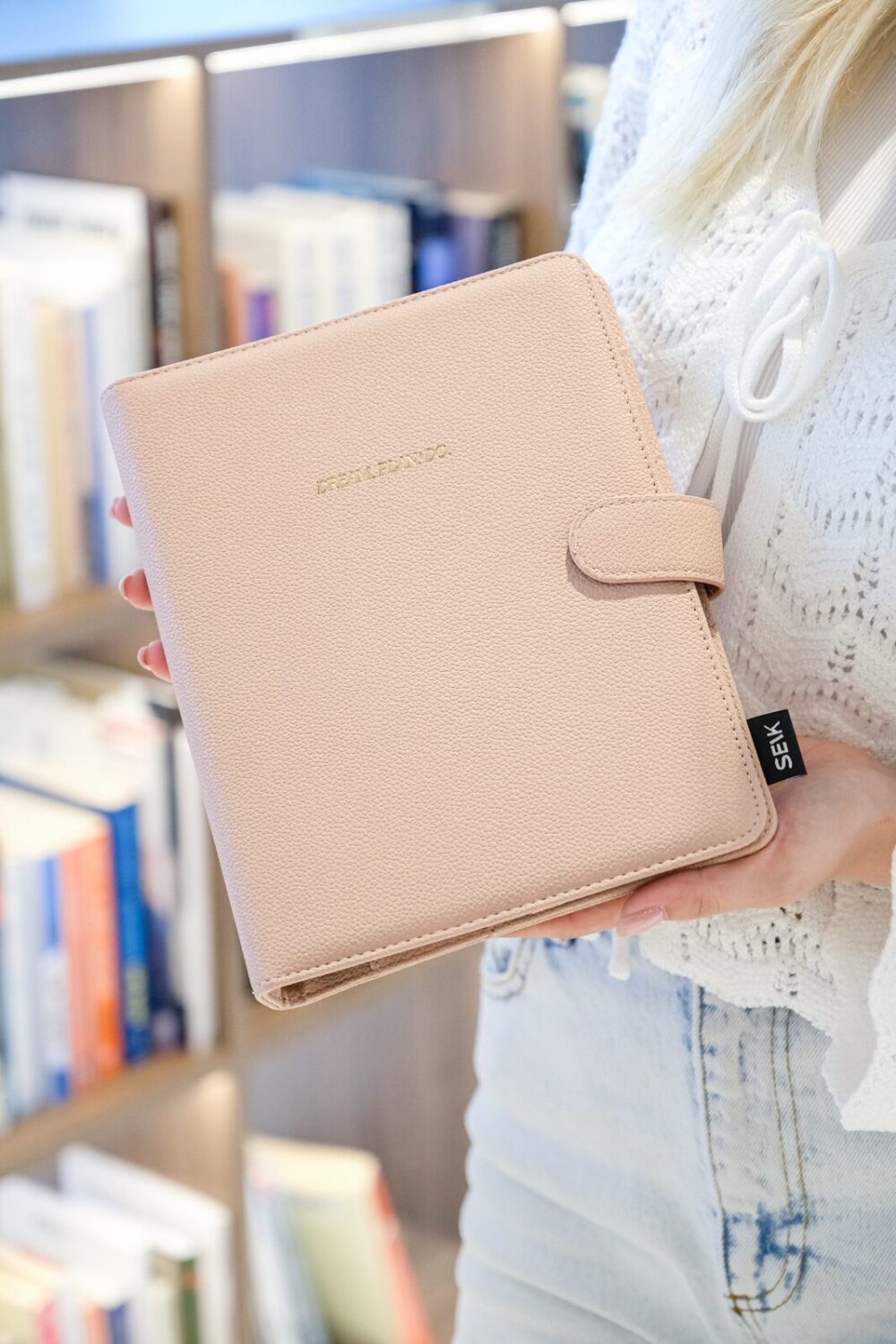 Ring binder from premium faux leather A5 (pink) - Image 4